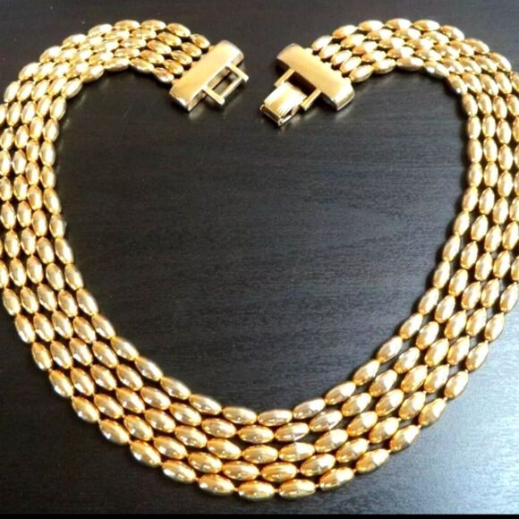 Jewelry - VINTAGE HEAVY MULTI STRAND GOLD TONE 17.5" NECKLACE